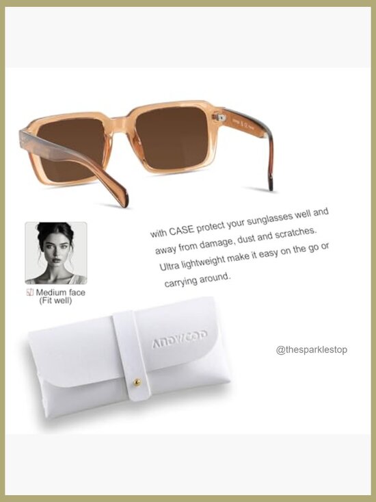 Retro Square Polarized Sunglasses with UV400 Protection and Case main image 7
